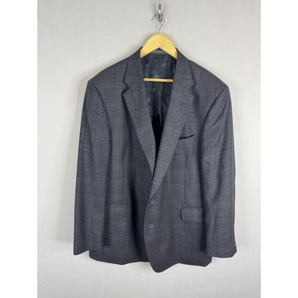 Austin Reed Executive Mens Grey Glen Plaid 100% Wool Blazer Sport Coat 48R‎